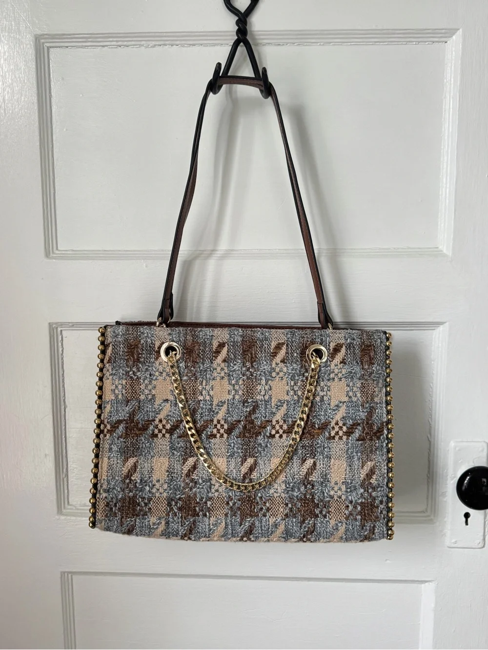 Sondra Roberts Squared Tweed Houndstooth Tote